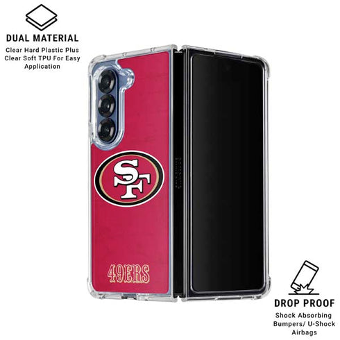 NFL San Francisco 49ers Distressed Galaxy Z Fold6 Clear Case